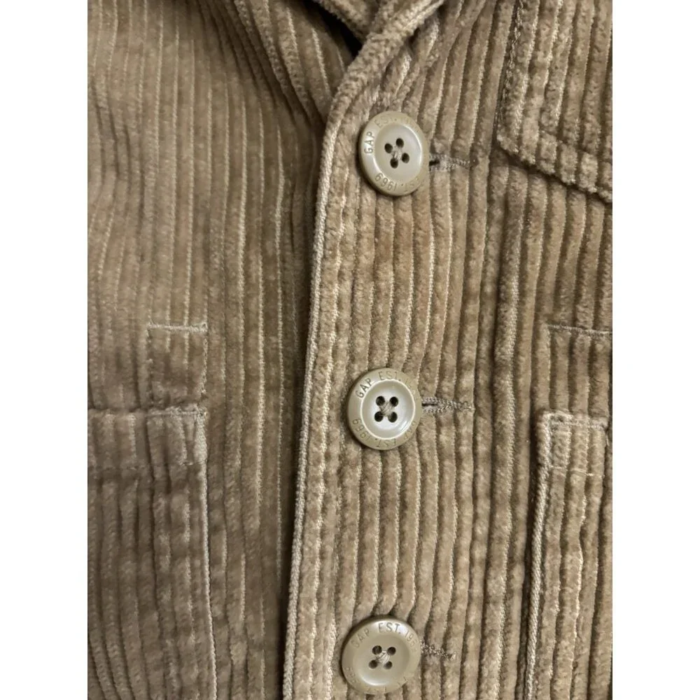 GAP Zip & Button Long Sleeve Brown Corduroy‎ Hooded Jacket Toddler 12/18 Months